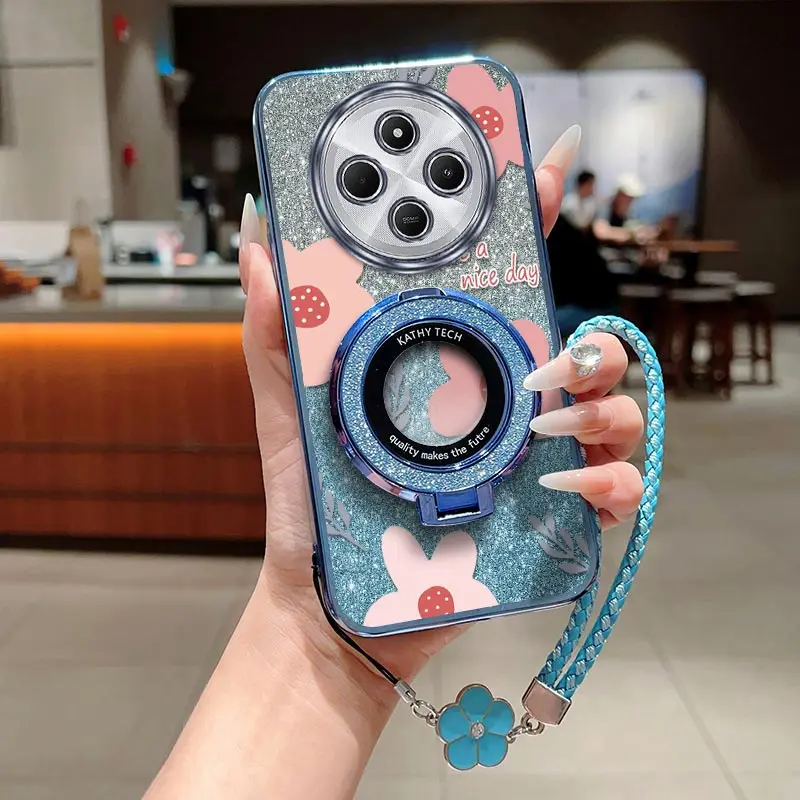 

14C чехол-держатель для браслета с розовыми цветами для Xiaomi Redmi 14C 13R 12C 10 14 10A 12 13 10C 11A 13C Cover