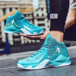 High-Quality Blue Men's Basketball Sneakers High-Top Platform Sports Shoes For Women Non-Slip Breathable Basketball Shoes Male