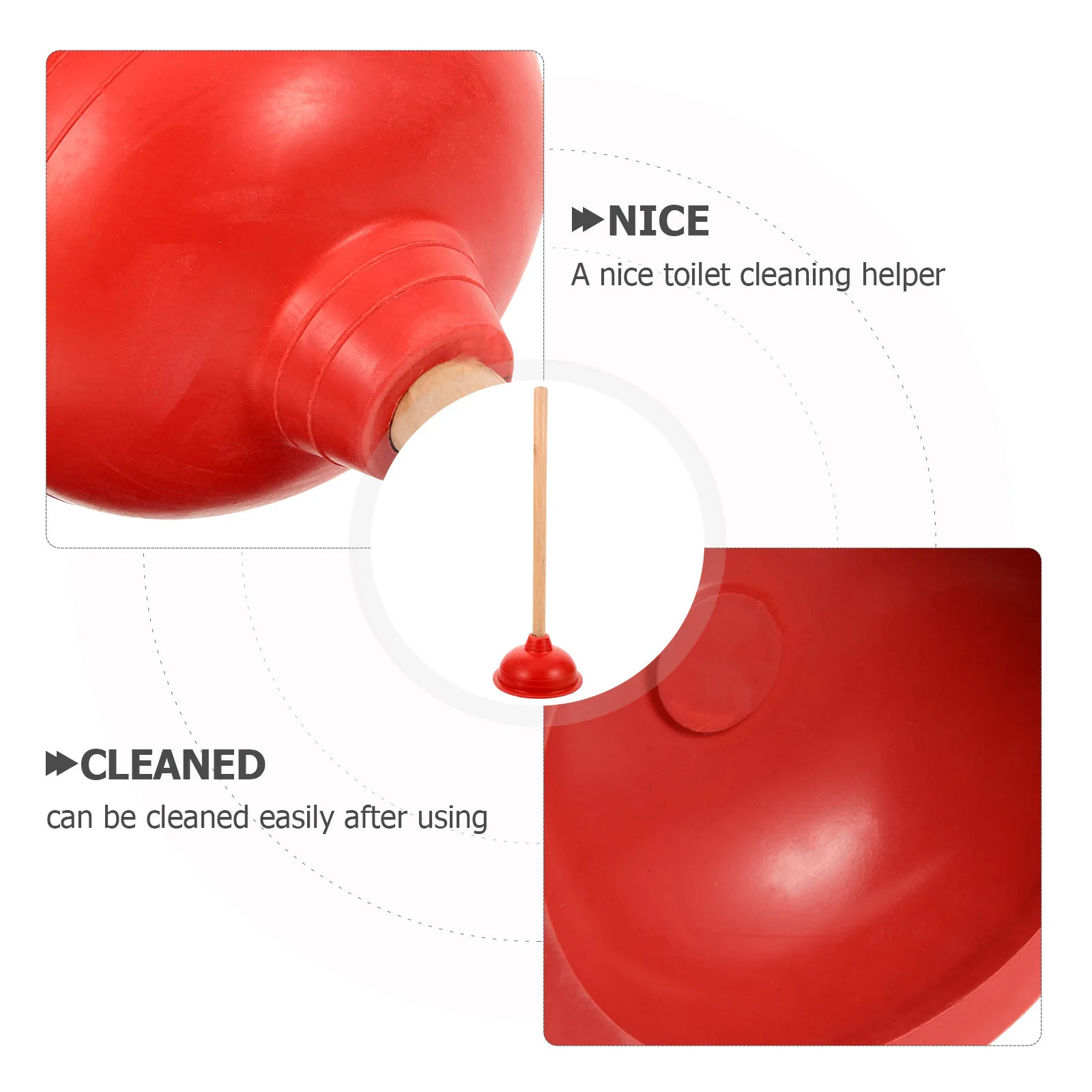 

Household Toilet Plunger Wood Rubber Long Handle Bathroom Cleaning Plunger Multi Use Toilet Unblocker Practical Heavy