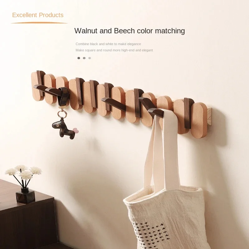 Wall-Mounted Wooden Piano Key Coat Rack 12-Hook Creative Hanger Decorative Home Accessory Musical Inspired