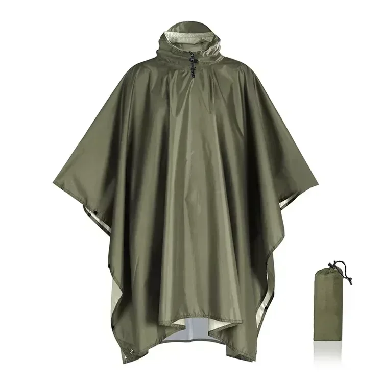 2026 3-in-1 wasserdichter Regenponcho mit Kapuze, Mehrzweck-Regenmantel, Bodenmatte, Unterstand für Outdoor-Camping, Wandern, Motorradfahren und Reisen – Detail 3