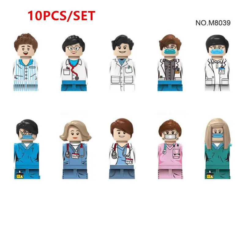 M8039 City Characters Action Figures Building Blocks medical workers Mini Figurine Dolls Bricks Set Children Toys Christmas gift