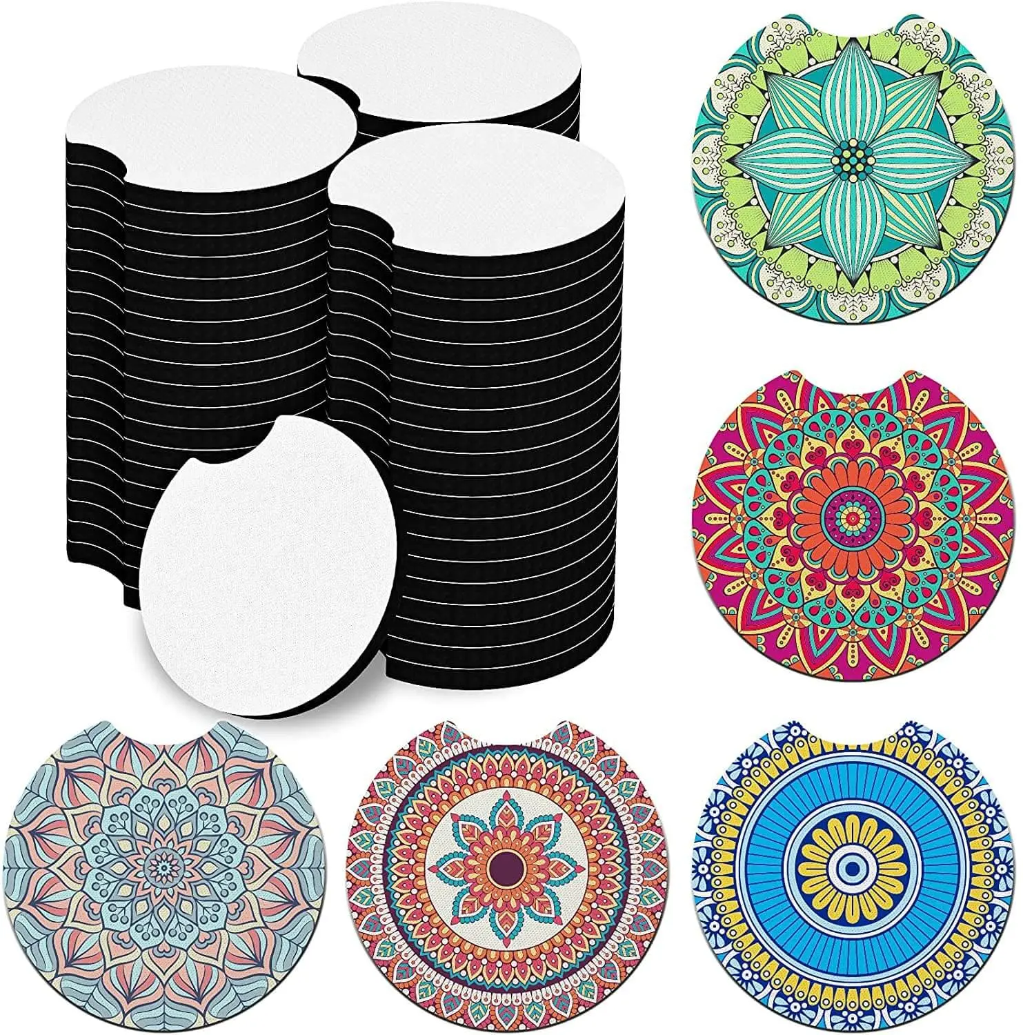 20/40PCS Sublimation 2.75 Inch 5mm Blanks Car Coasters for DIY Crafts Beginner Heat Press Car Cup Holder Coaster Car Accessories