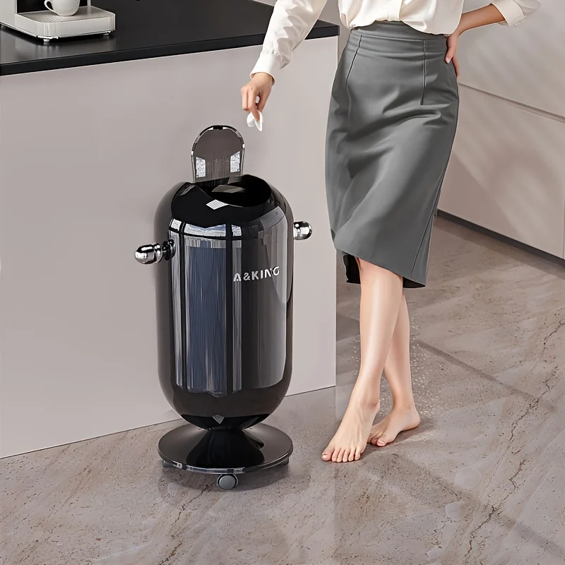 Pack unique, poubelle de grande capacité avec couvercle et roulettes, bac de rangement rabattable, design élégant en matériau PP