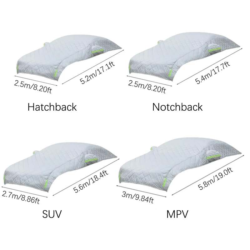Car Cover Against Hail Outdoor Full Cover Rain Sun UV Protection Universal Cotton Suitable For Various Adverse Weather Condition