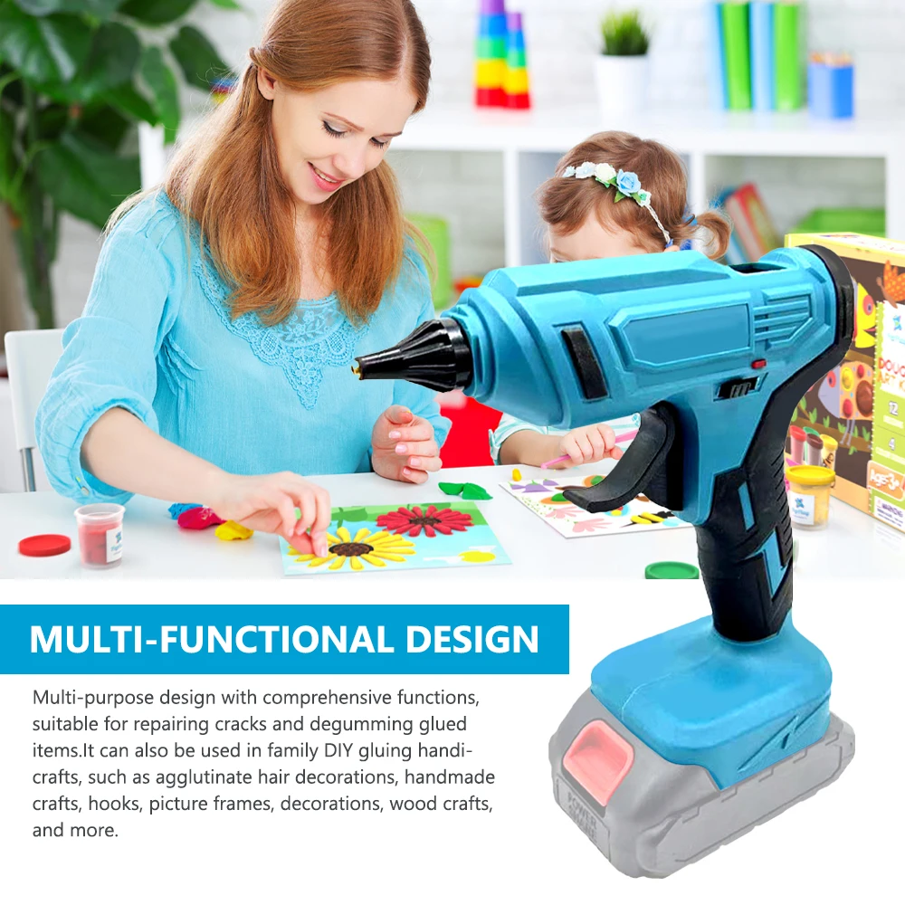 Electric Hot Melt Glue Machine Portable Cordless Lithium Glue Extrusion Tool 11mm Gluestick Applicator for Home DIY Arts Crafts