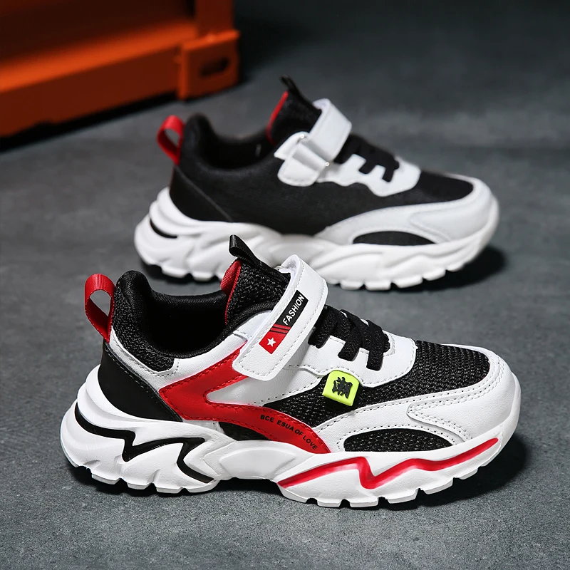 Kinder Turnschuhe Sportschuhe für Jungen Mode Leder Kinder Atmungsaktive Mesh Komfort Schuhe Casual Walking Outdoor Laufschuhe – Detail 6