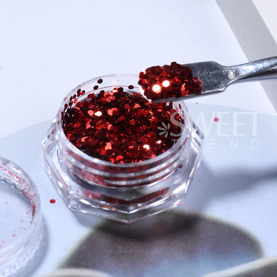 12 pçs vermelho prego glitter lantejoulas mix holográfico gel polonês em pó diy inverno espumante ano novo manicure decoração suprimentos de unhas