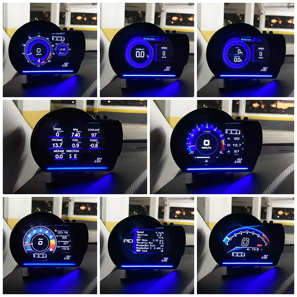 Il più nuovo A500 Auto Meter Car HUD Turbo Gauge Car Head Up Display OBD2 Contachilometri digitale intelligente Allarme di sicurezza Temperatura