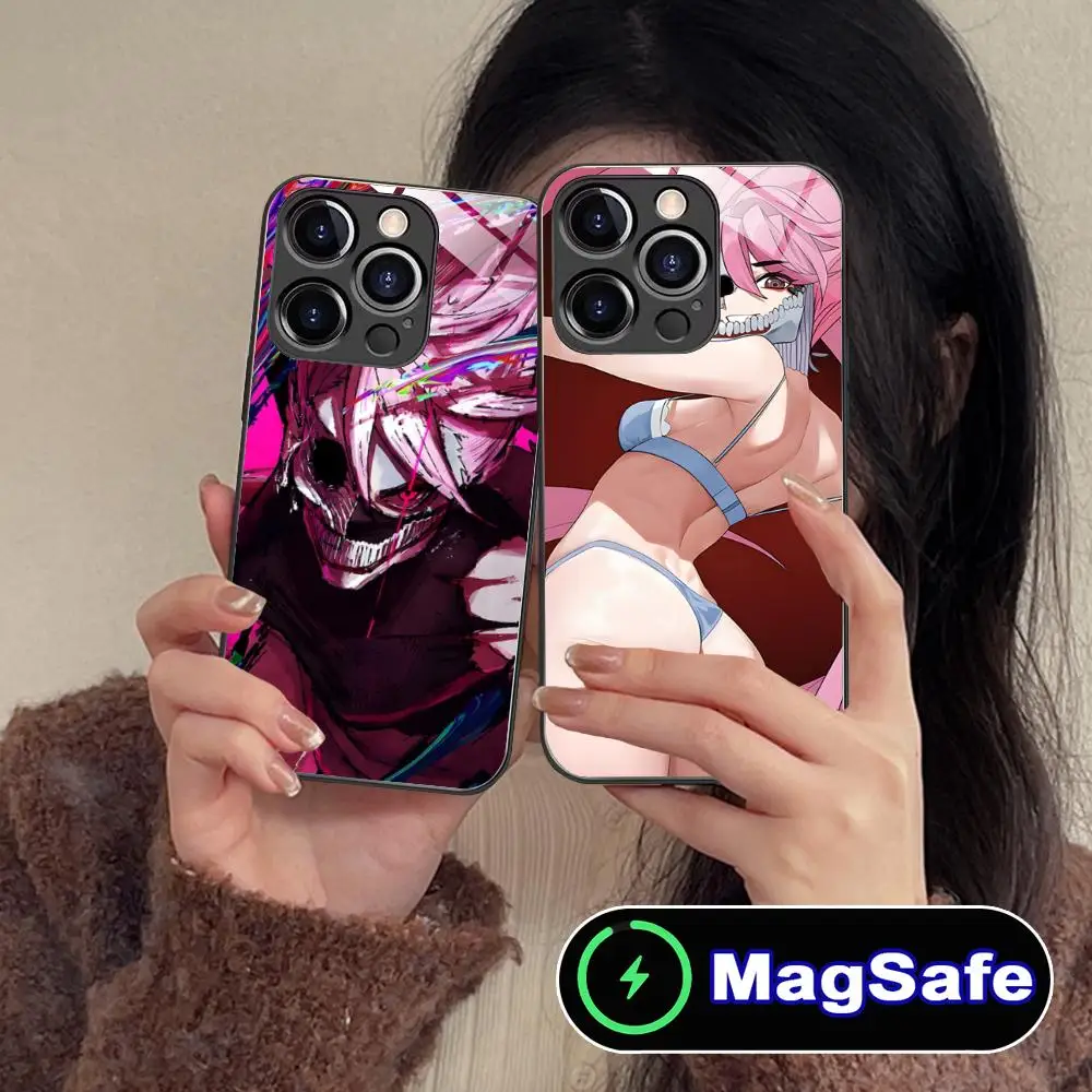 

Dandadan Aira Shiratori Phone Case for iPhone 16 15 14 13 12 11 Pro Max Plus Mini MagSafe Glass Colour Protective Luxury Cover