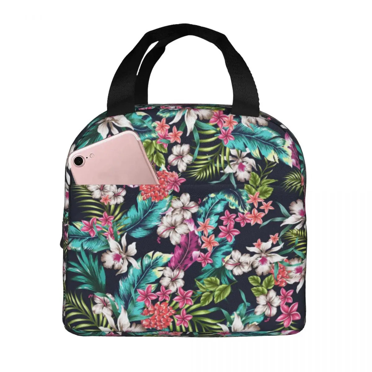 

Hawaii Flower Lunch Bag Waterproof Insulated Oxford Cooler Bags Tropical Floral Thermal School Lunch Box for Women Girl