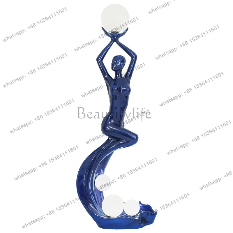Creative abstract art portrait floor-to-ceiling ornament hotel lobby mermaid sculpture ornament
