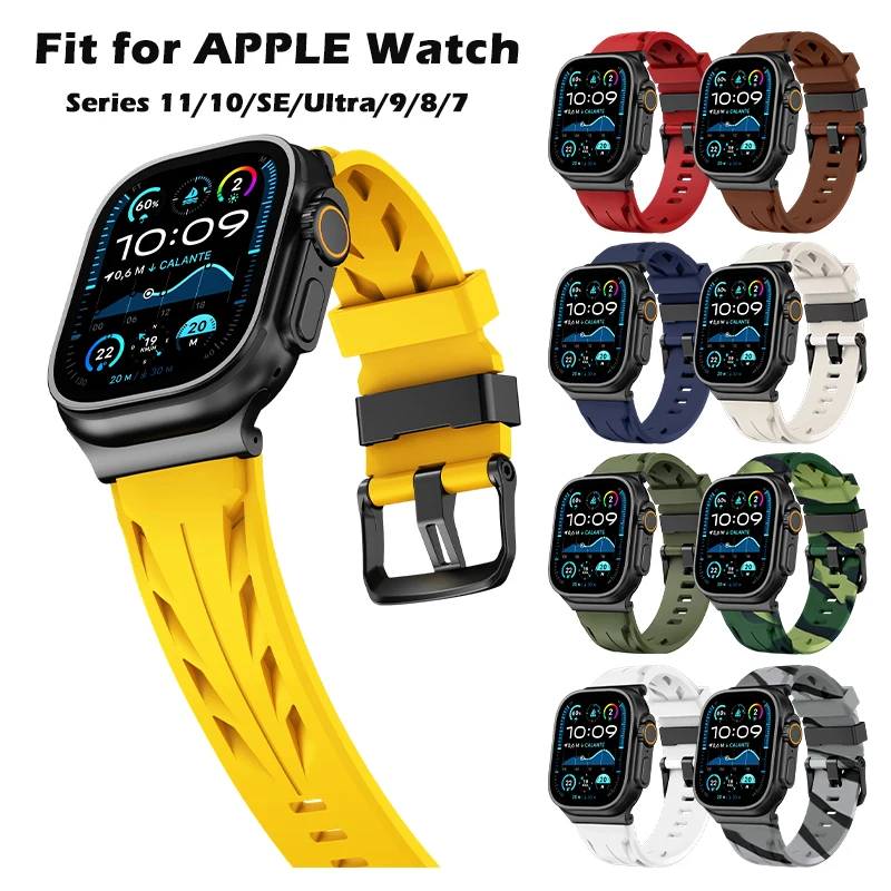 

Silicone Band for Apple Watch Series 11 10 9 8 7 6 Sports Watchband Compatibale with I Watch Series SE 3 2/Ultra 3 2 1 Correa