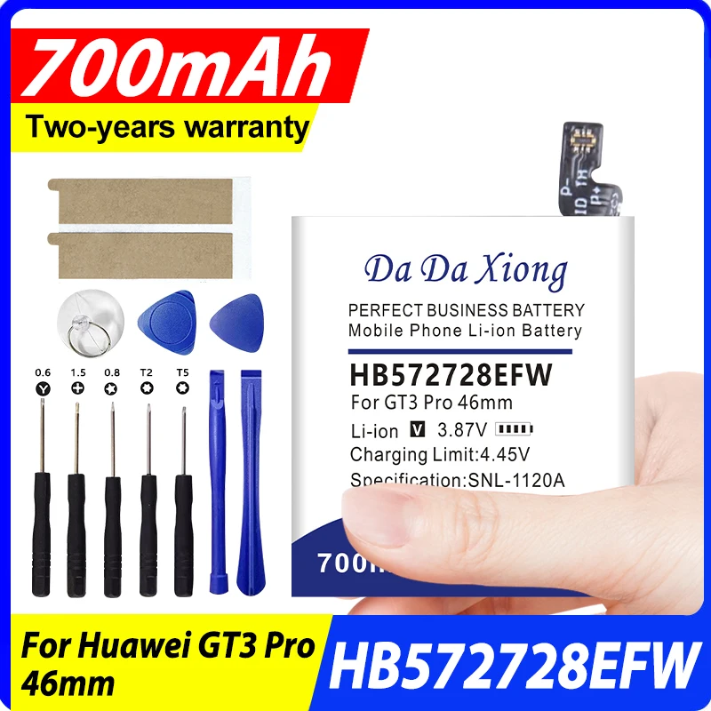 

New For HUAWEI GT3 Pro 46mm GT3PRO 46mm Battery HB572728EFW HB572727EFW 700mAh Watch Battery + Free Tool