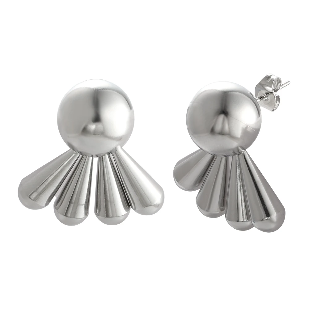 JINHUI Unique Design Stainless Steel Wind Chime Shape Earrings Women Irregular Shell Earring Waterproof Anti Rust Jewelry Gifts
