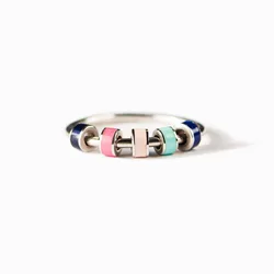 DoreenBeads Anxiety Ring Fidget Runner Stacking Women Men Finger Rings With Spiral Enamel Bead Relief Antistress Rotate Jewelry