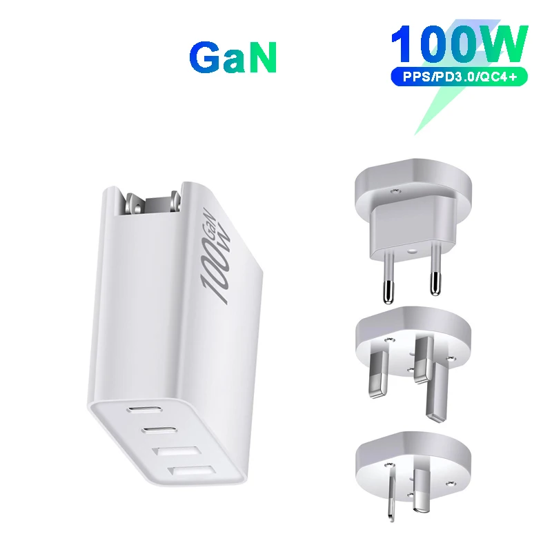 100W 4 Port GaN USB C Type-C Power Adapter PD3.0 87W/65W/45W/20W Fast Charger for Macbook Pro SAMSUNG S22 Ultra QC4.0+ 3.0 PPS