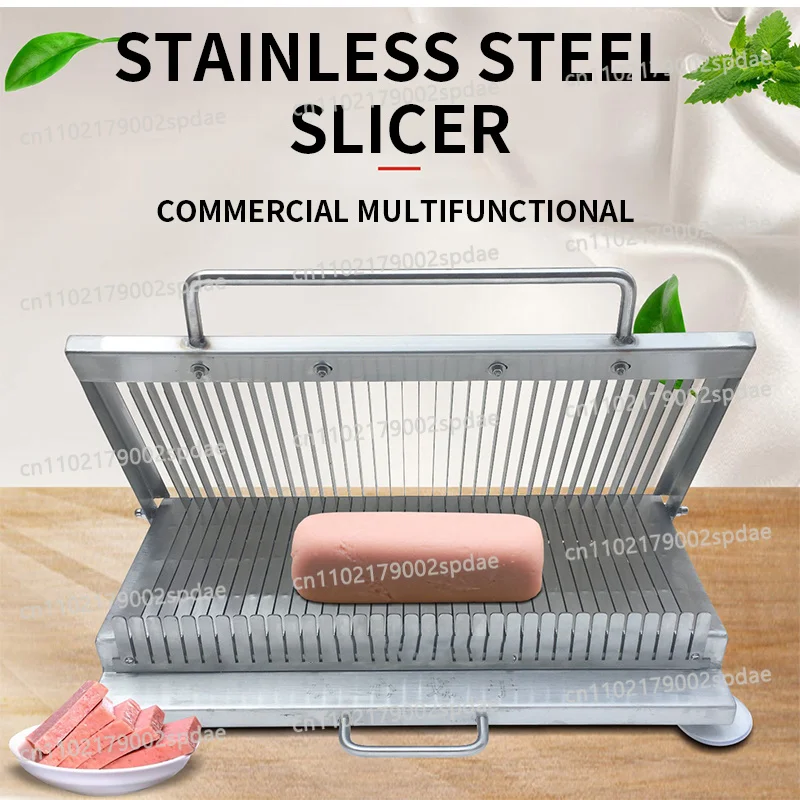 Thickened Stainless Steel Manual Slicer Double Blade Hand Press Cutter for Vegetables & Cooked Food