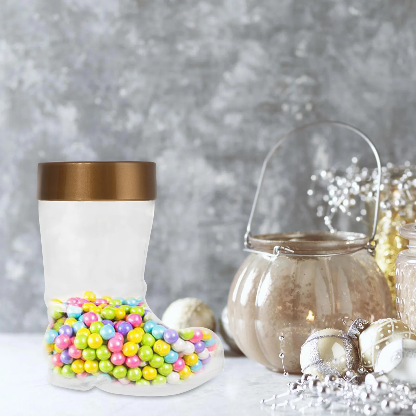 

2 Pcs Storage Bottle Boot-shaped Candy Child Xmas Favor Jar Pet Plastic Jars with Lids