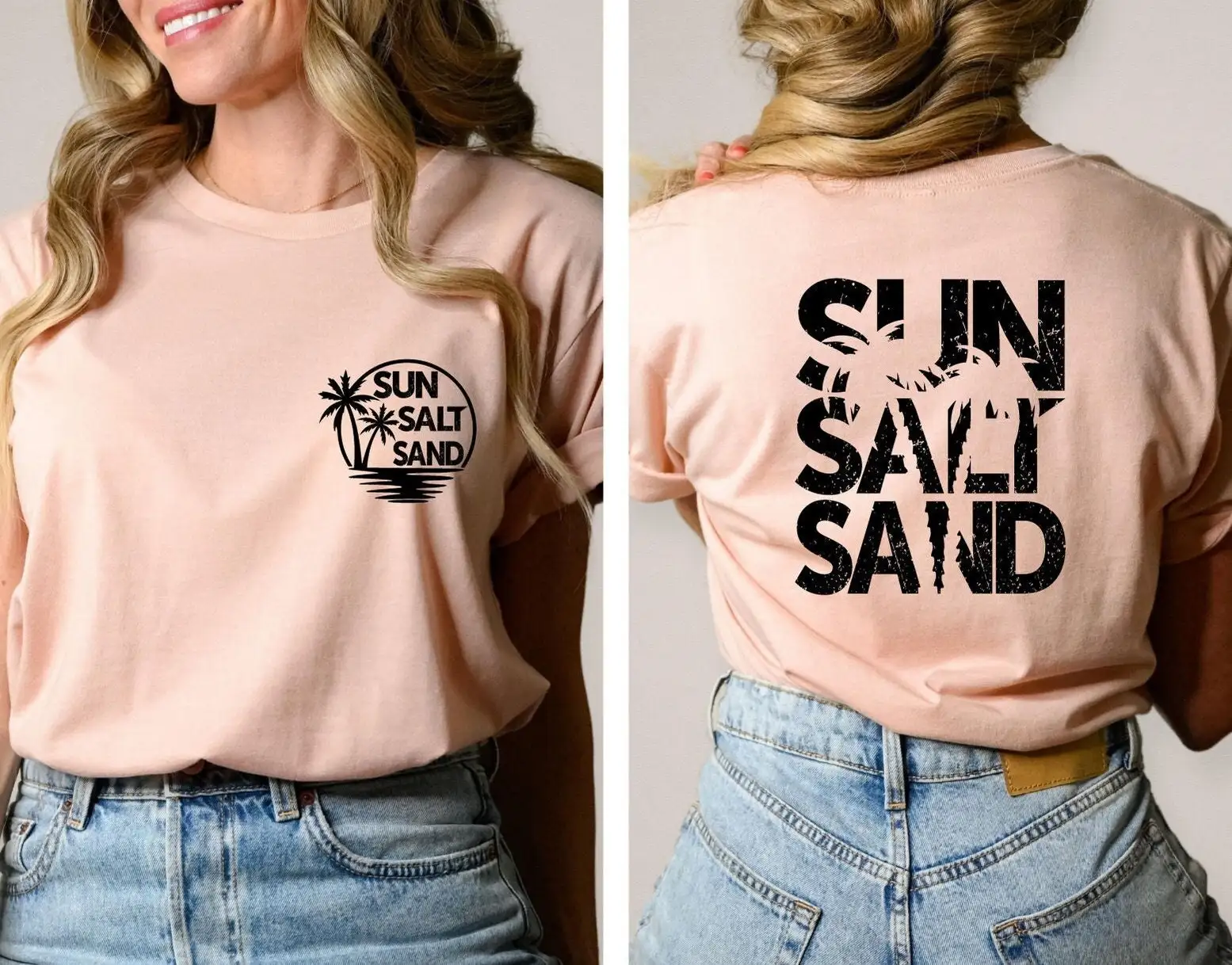 Sun Salt Sand T Shirt Summer Back And Front Palm Beach Life Vacation