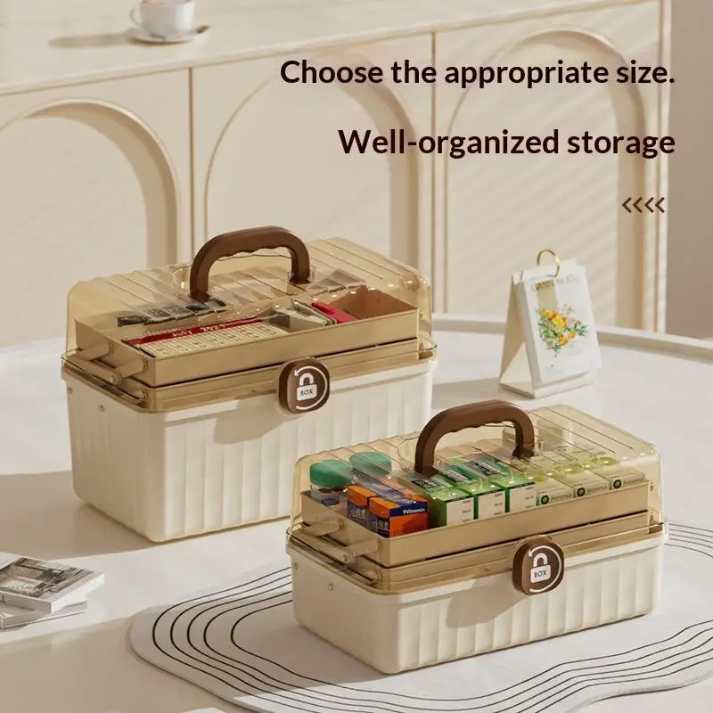 3 Tier Foldable Medicine Organizer Space Saving Multi Compartments First Aid Storage Container for Home Office Use view 5