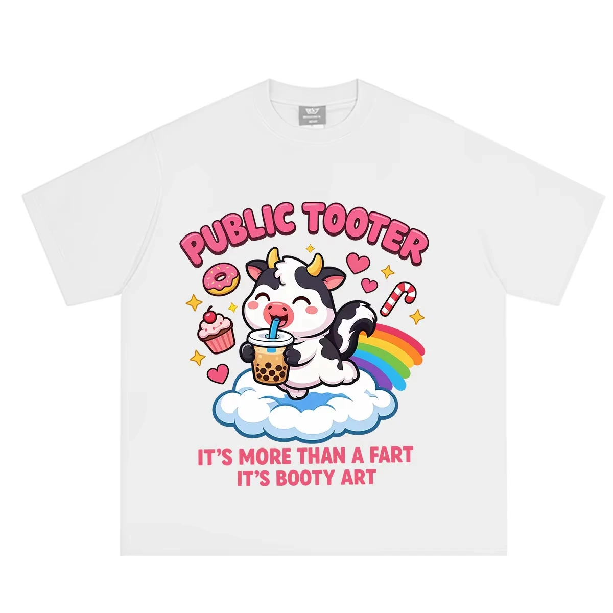 Public Tooter Cow Funny Meme Tshirt Men Women Fashion Cute T-shirt Summer Loose Casual Cotton Oversized T-shirts Streetwear