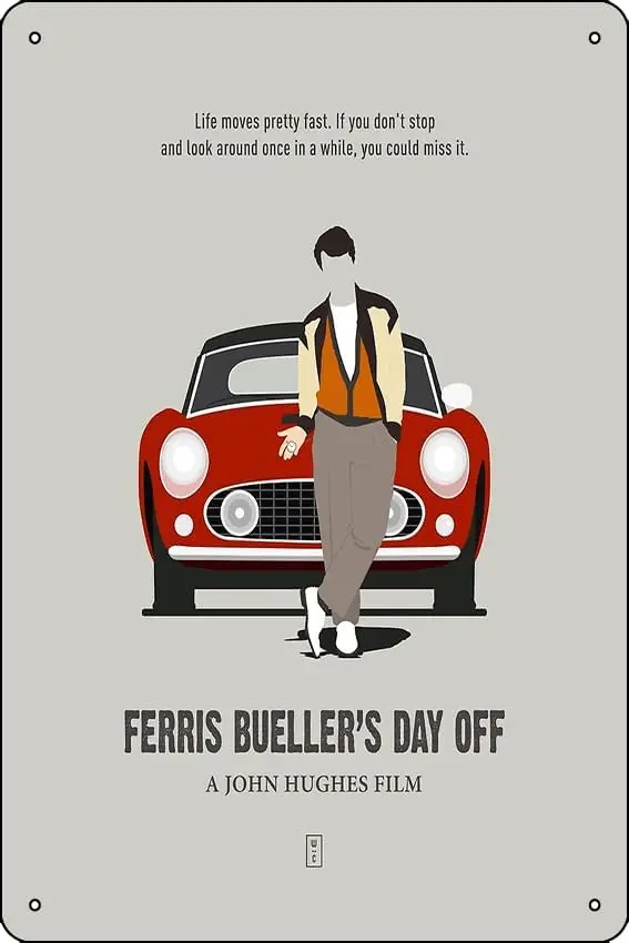 Ferris Bueller's Day Off Photographic Print Metal Tin Sign Plaque Man Cave Wall 8x12 Inch Wall Art Decoration