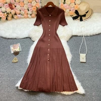 YuooMuoo Brand Fashion Elegant Patchwork Knitted Long Dress Spring Summer Women Luxury Shirt Sweater Dress Lady Party Vestido - Image 3