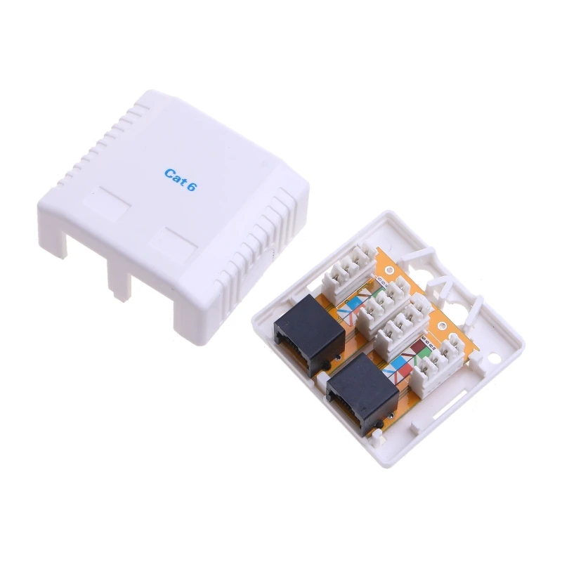 RJ45 Junction Box CAT6 8P8C  Connector 2-port Female-Female Desktop Extension Cable Box QXNF