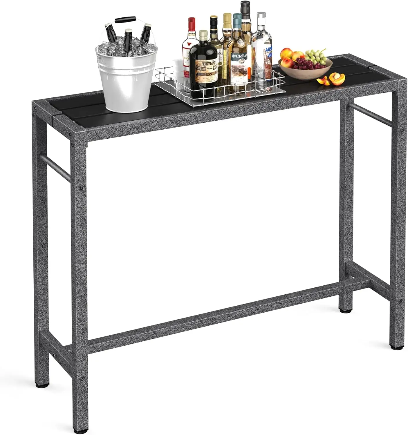 Outdoor Bar Table 47'' Patio Table Pub Height Dining Table with Waterproof Top and Hammer Finish Stand for Hot Tub