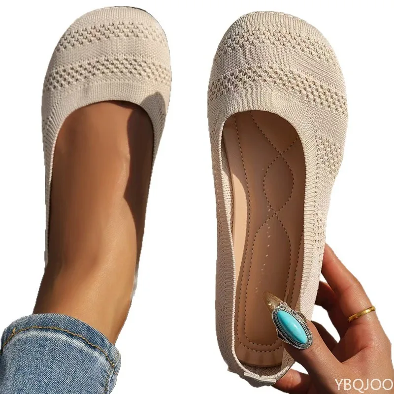 春の新作 通気性メッシュシューズ シンプルラウンドトゥ 浅履き ソフトソールシューズ おしゃれ 多用途 レディーススニーカー