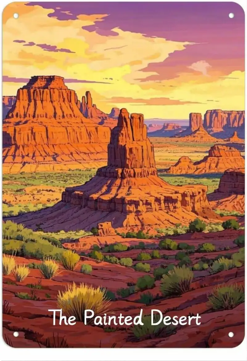 Vintage Metal Sign Aluminum Sign The Painted Desert, Arizona Tin Sign Retro Wall Decor for Home, Cafe, and Garden - Christmas Gi