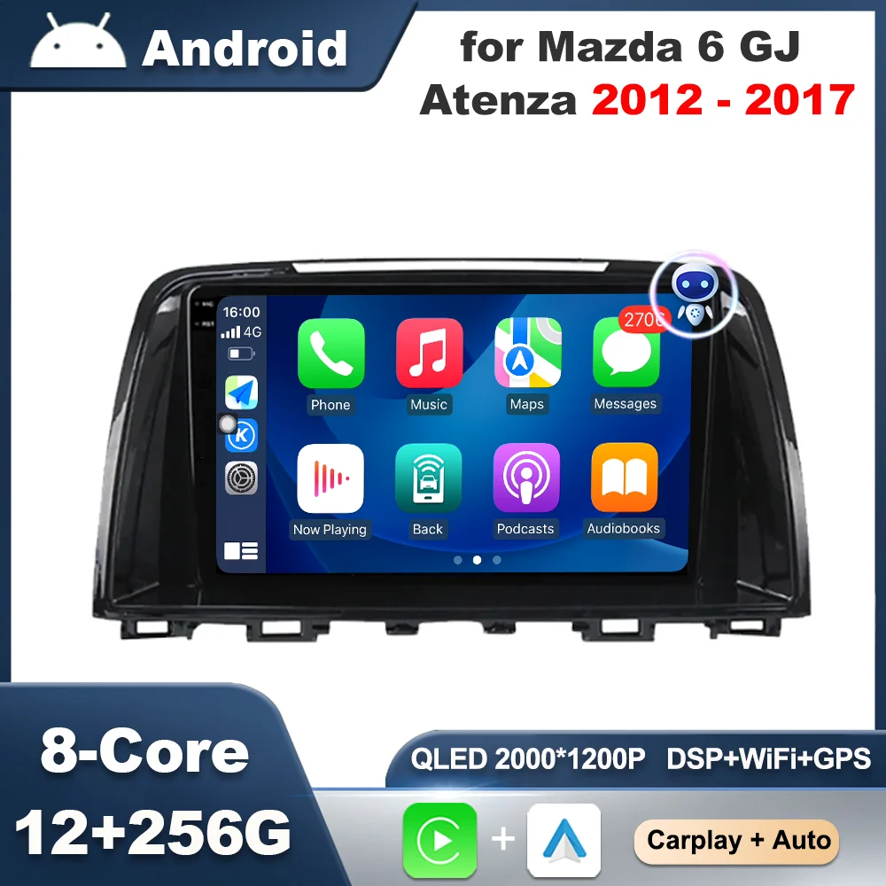 

Car Radio Video Multimedia Player For Mazda 6 GJ Atenza 2012 - 2017 9 '' GPS Navi Android OS Android Auto 2.5D IPS Touch Screen