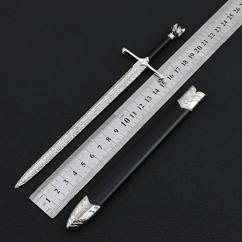 Espada Frostwolf Bastard 22cm de metal completo com bainha Guardiões dos Tronos Casa nobre medieval Artefato colecionável