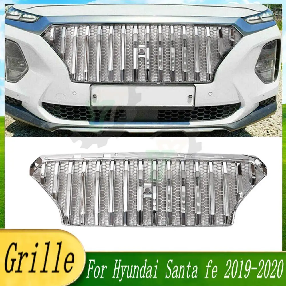 

19 20 Car Front Bumper Grille Centre Panel Styling Upper Racing Grill For Hyundai new Santa fe 2019-2020 Car Accessory