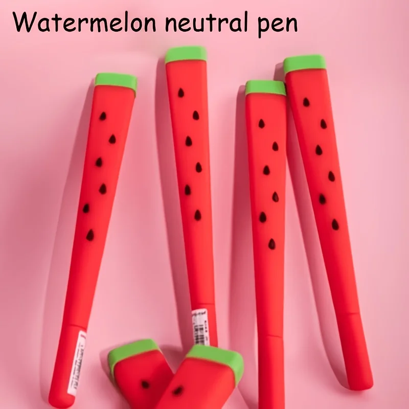 

4-Pack of Cute Watermelon-Shaped Gel Pens, Novelty Stationery, Student Learning Supplies, Black Ink Pens, Reward Gifts, Retro-Style Office Signature Writing Tools | Creative Decorative Gift Pens, Suitable for Back-To-School Season, Christmas, and Holiday 