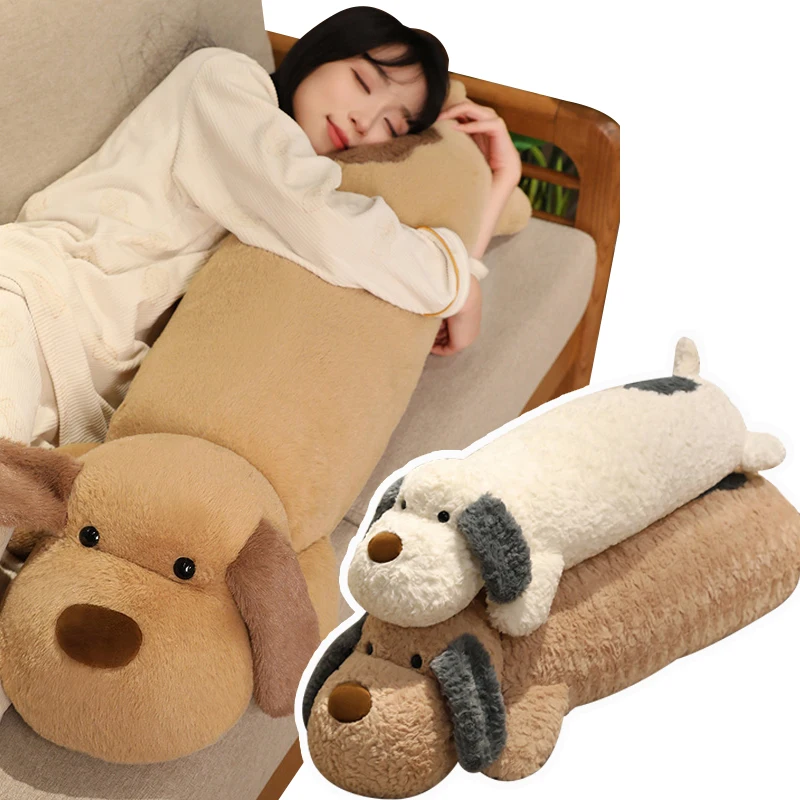 

90/110cm Lovely Long Body Dog Plush Toys Kawaii Lying Dog Pillow Appease Cushion Sleeping Pillow Toy