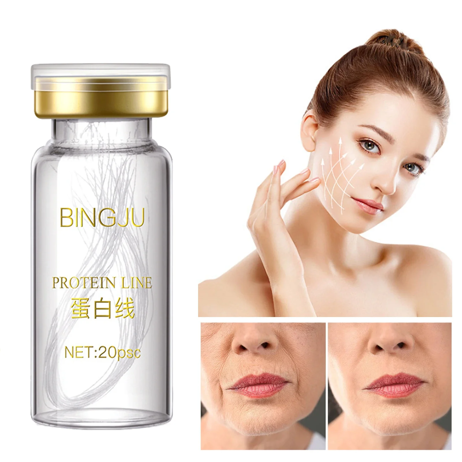 

10p Collagen Silk Facial Protein Threads Absorbable Anti-wrinkle Face Lift Filler for Face Skin Deeply MoisturizeTighten Skin