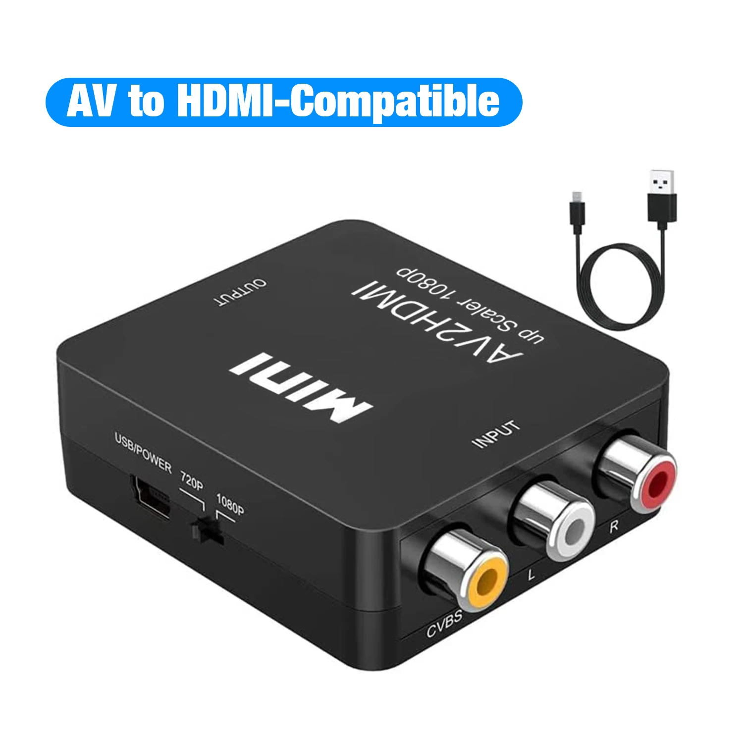 HDMI-compatible To AV RCA Converter Box Adapter HDMI to AV/CVSB L/R Video Full HD 1080P HD2AV Converter For PS4 TV PC Projector