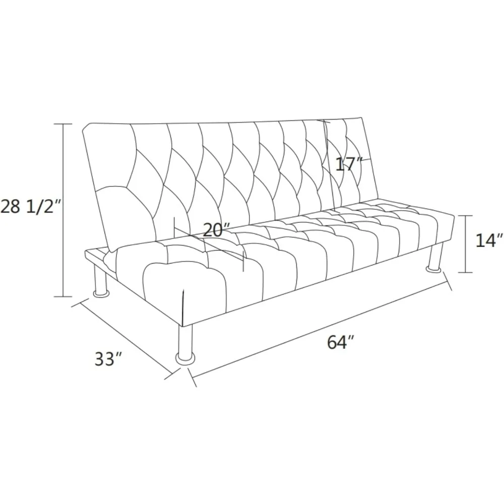 Living Room Sofa Bed, Sleeper Convertible 2 in 1 Folding Couch with Metal Legs for Apartments, Guest Rooms, and Compact Spaces