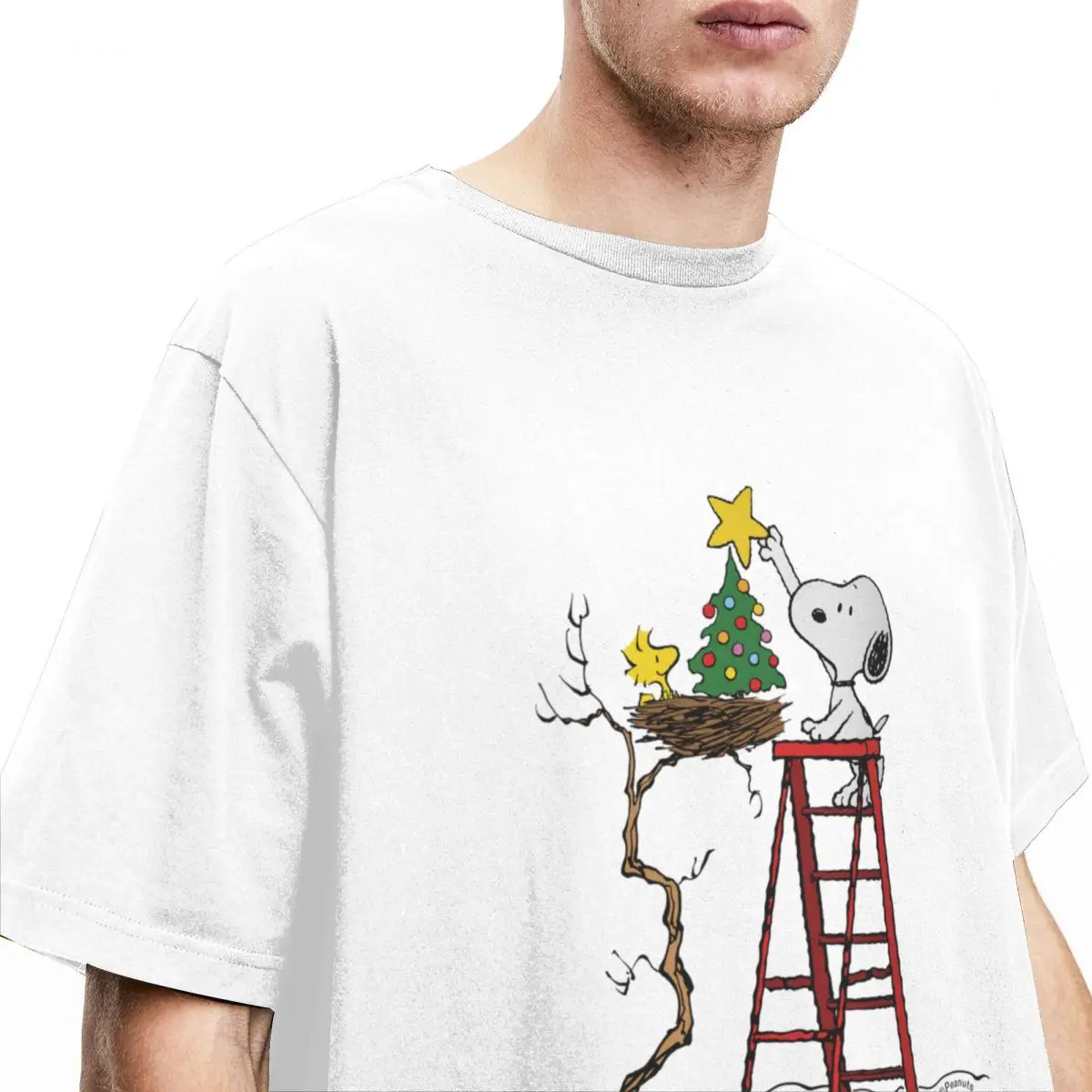 Men Women Peanuts Comic Snoopy Woodstock Christmas Tree T Shirts Accessories Joe Cool Cartoon 100% Cotton Tops  Tee Shirt