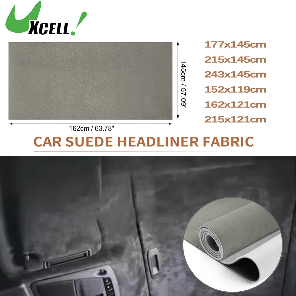 

UXCELL 162x145cm 215x121cm 243x145cm 150G Headliner Fabric Suede Fabric Interior Trim DIY Roof Repair Replacement Foam Backing