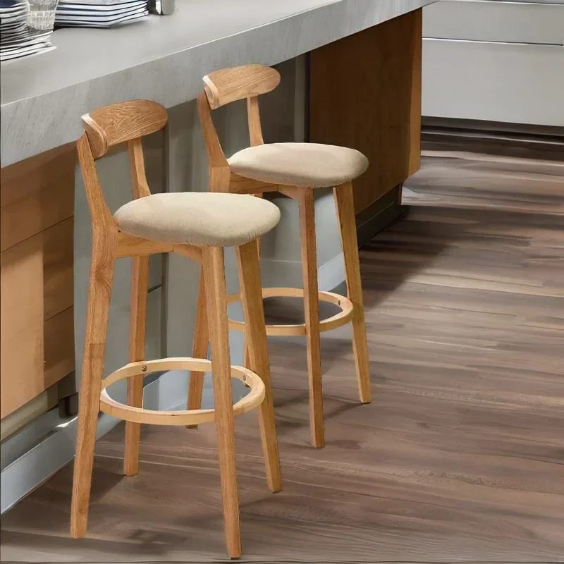 

Wooden Breakfast Dining Chair Stool Design Retro Counter Bar Chairs Coffee Nordic Taburete Alto Chaise Bar Furniture HD50CY