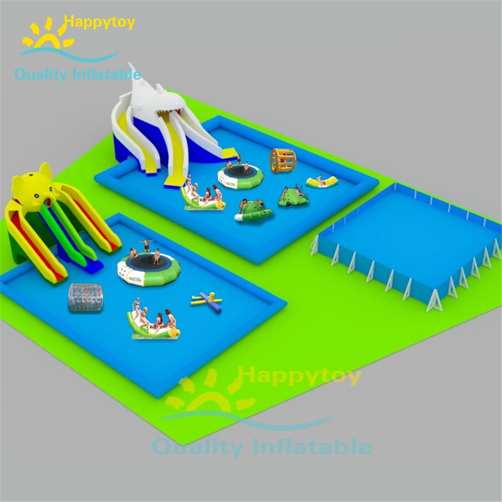 Land Giant Inflatable Water Play Equipment Pool Water Slide Park For Kids Adults