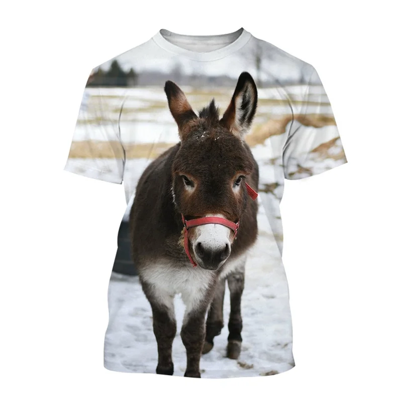 

Мужская футболка с 3D-принтом «Милый ослик», забавная футболка с изображением животных, с короткими рукавами, повседневная футболка с круглым вырезом, стильная футболка с забавным принтом.