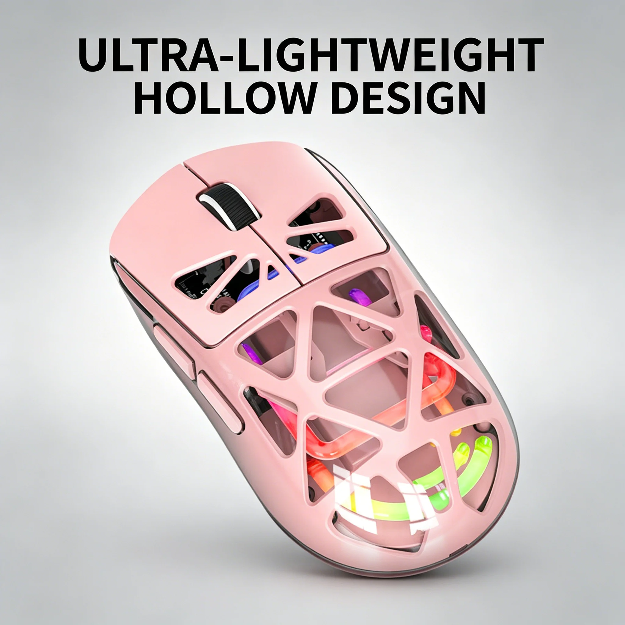 Wireless Gaming Mouse 4800DPI Hollow Shell  Mouse 3 Modes Rechargeable with Receiver for Computer for Wins 7 8 10