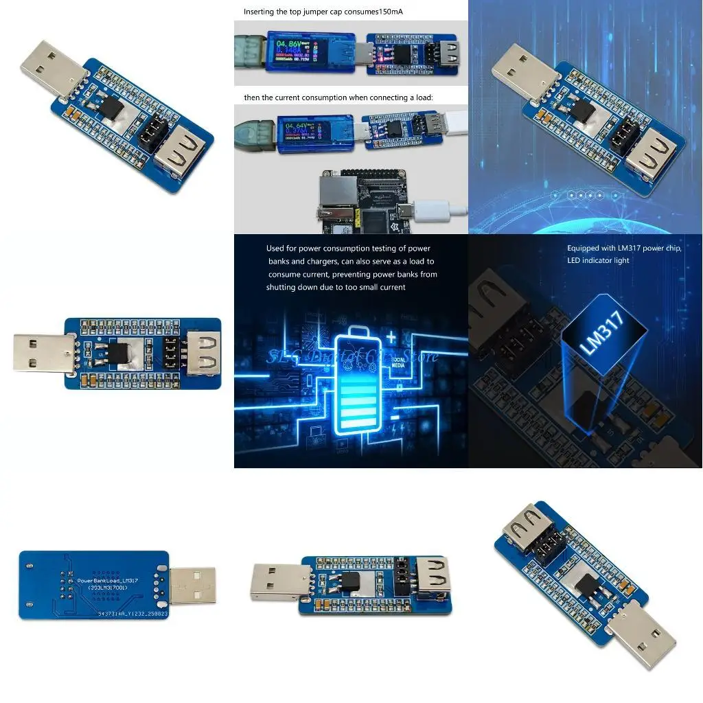 

U75B Adjustable Current USB Electronic Load Module Prevent PowerBanks Auto Shutdown For Small Devices