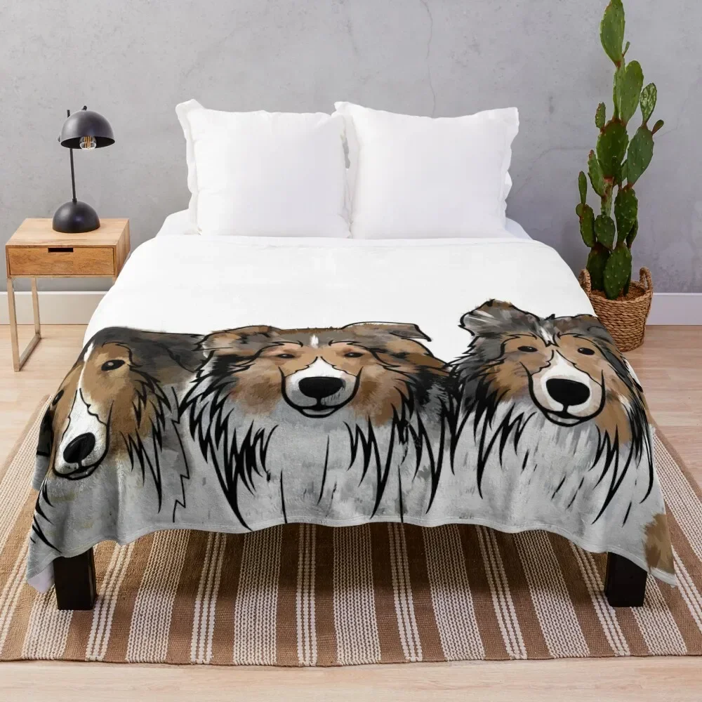 

3 Shelties Throw Blanket Plaid Thins Blankets