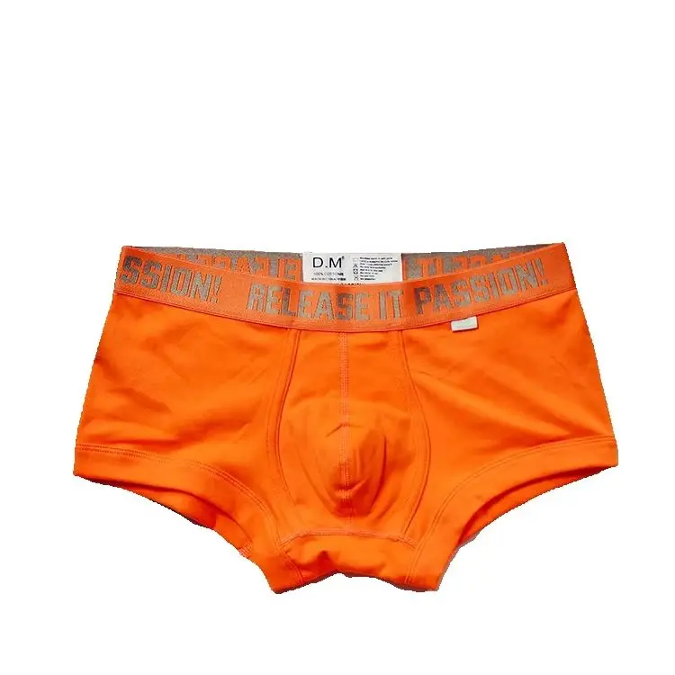Men's Blue Underwear Low Waist Boyshort Business Unique Design tide boxers cotton solid color letterse