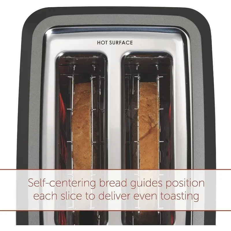Wolf Gourmet Tostadora de ranura extra ancha de 2 rebanadas con selector de sombra, configuración de bagel y descongelación, perilla roja, acero inoxidable (WGTR152S)